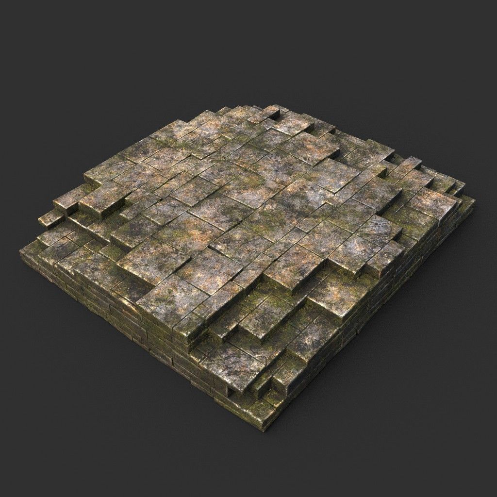 Low poly Dry Mossy Ruin Construction Pack 200210 Low-poly 3D model_48
