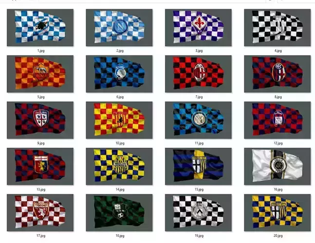 Italian football clubs animated flags Low-poly 3D model