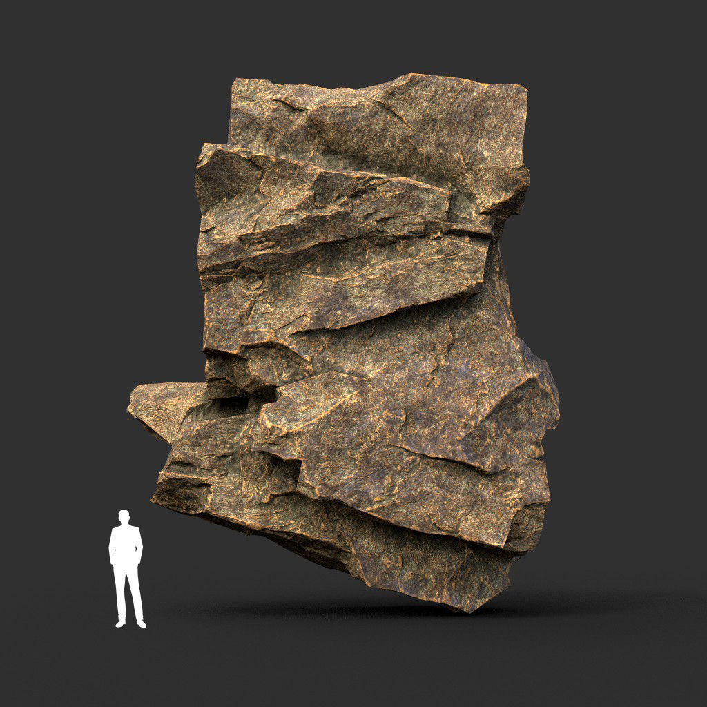 Low poly Brown Granite Rock Formation Pack 200208 Low-poly 3D model_22