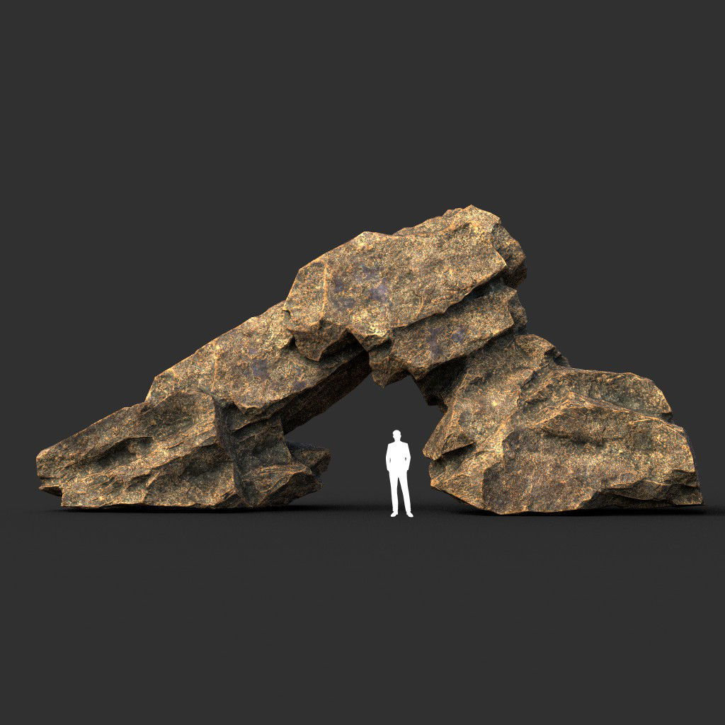 Low poly Brown Granite Rock Formation Pack 200208 Low-poly 3D model_18