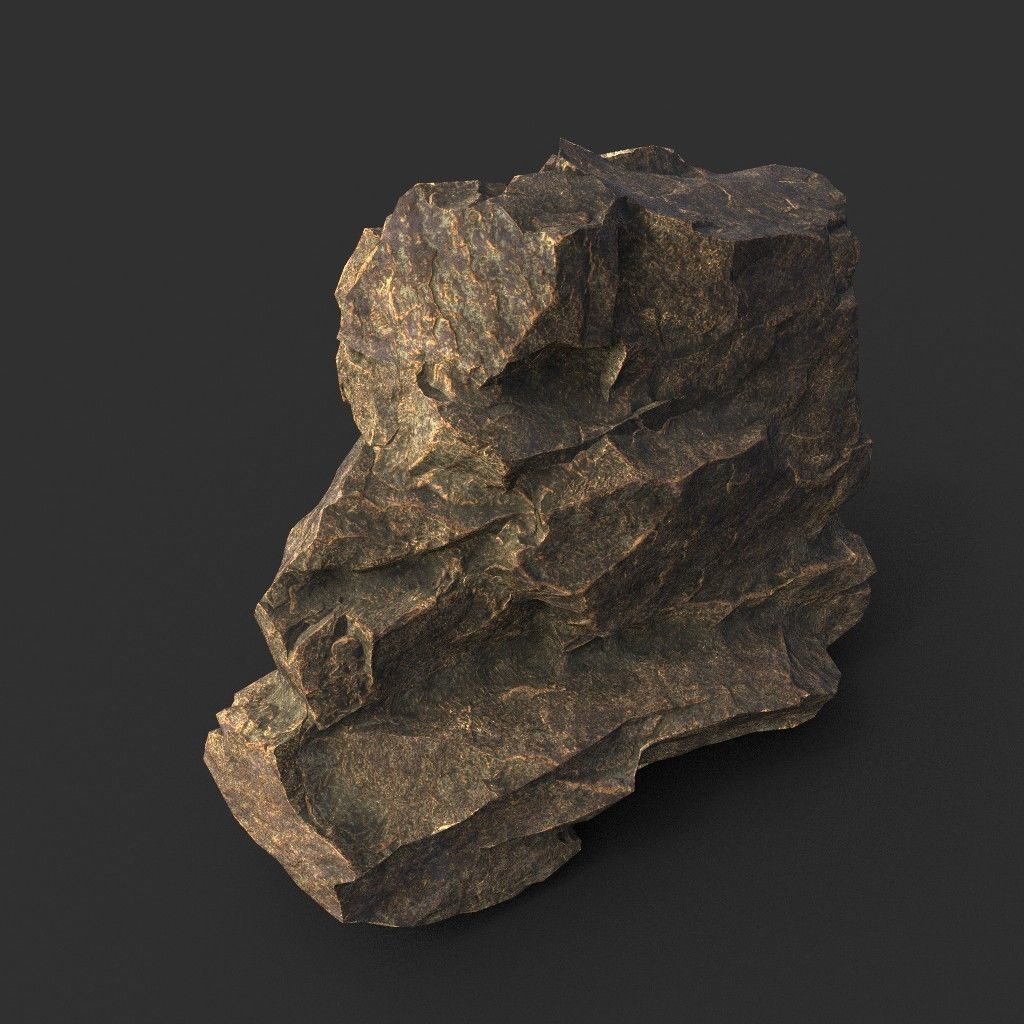 Low poly Brown Granite Rock Formation Pack 200208 Low-poly 3D model_36
