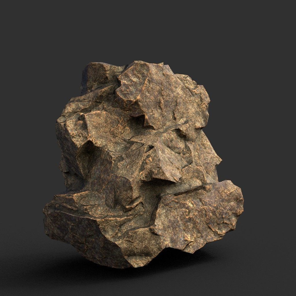 Low poly Brown Granite Rock Formation Pack 200208 Low-poly 3D model_35