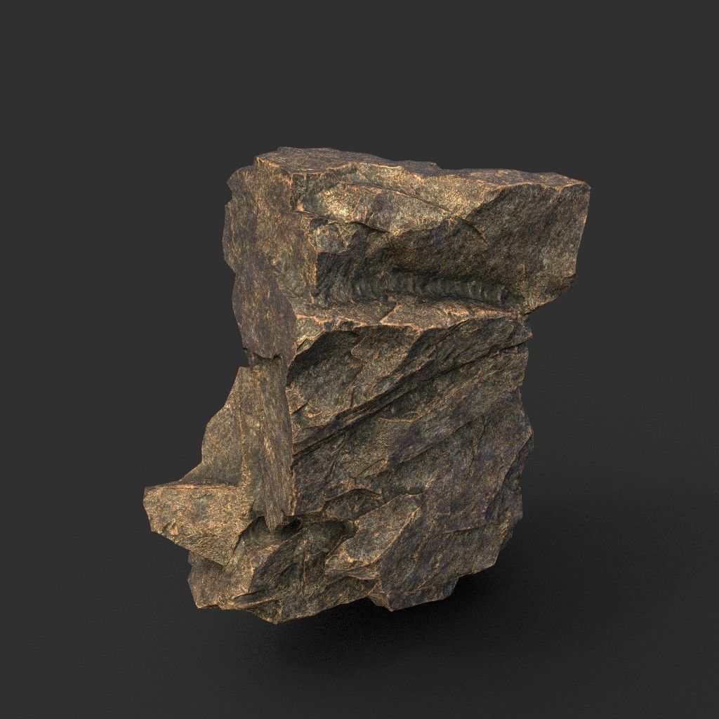 Low poly Brown Granite Rock Formation Pack 200208 Low-poly 3D model_24