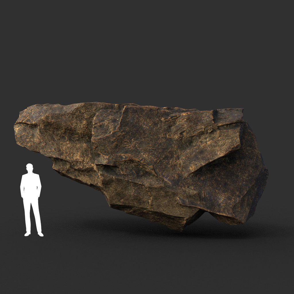 Low poly Brown Granite Rock Formation Pack 200208 Low-poly 3D model_10