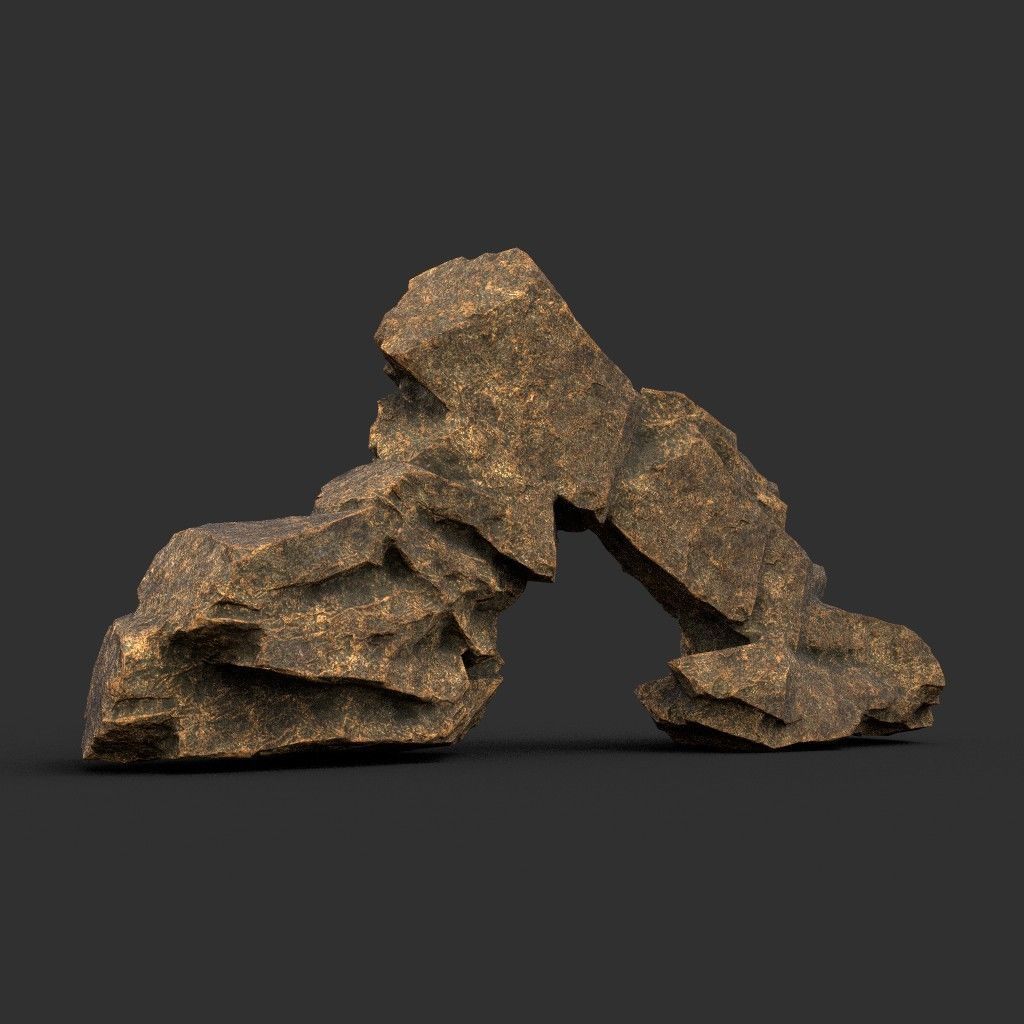 Low poly Brown Granite Rock Formation Pack 200208 Low-poly 3D model_19