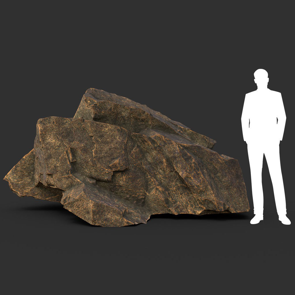 Low poly Brown Granite Rock Formation Pack 200208 Low-poly 3D model_2