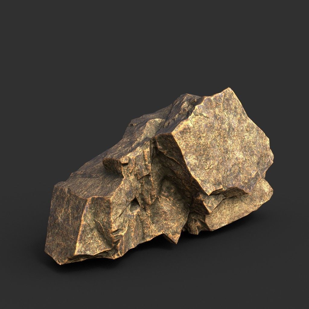 Low poly Brown Granite Rock Formation Pack 200208 Low-poly 3D model_3