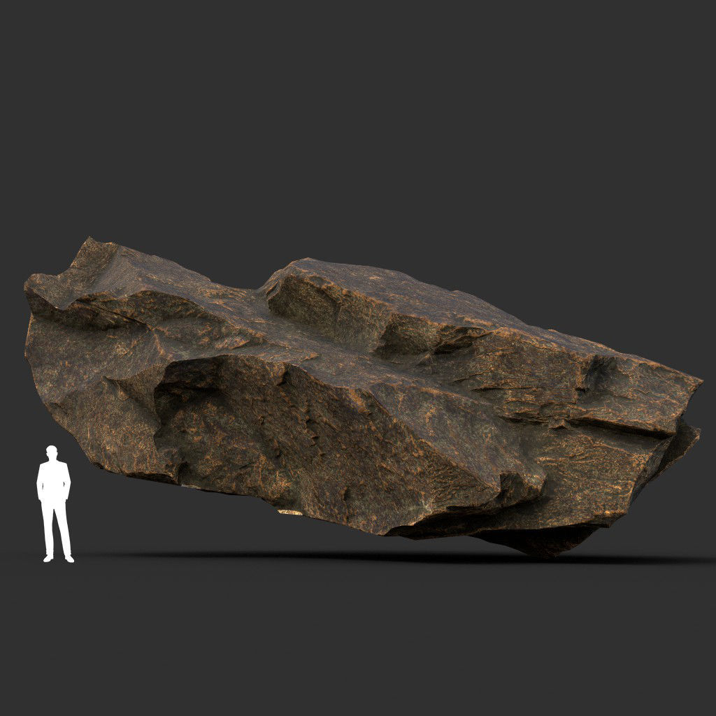 Low poly Brown Granite Rock Formation Pack 200208 Low-poly 3D model_6