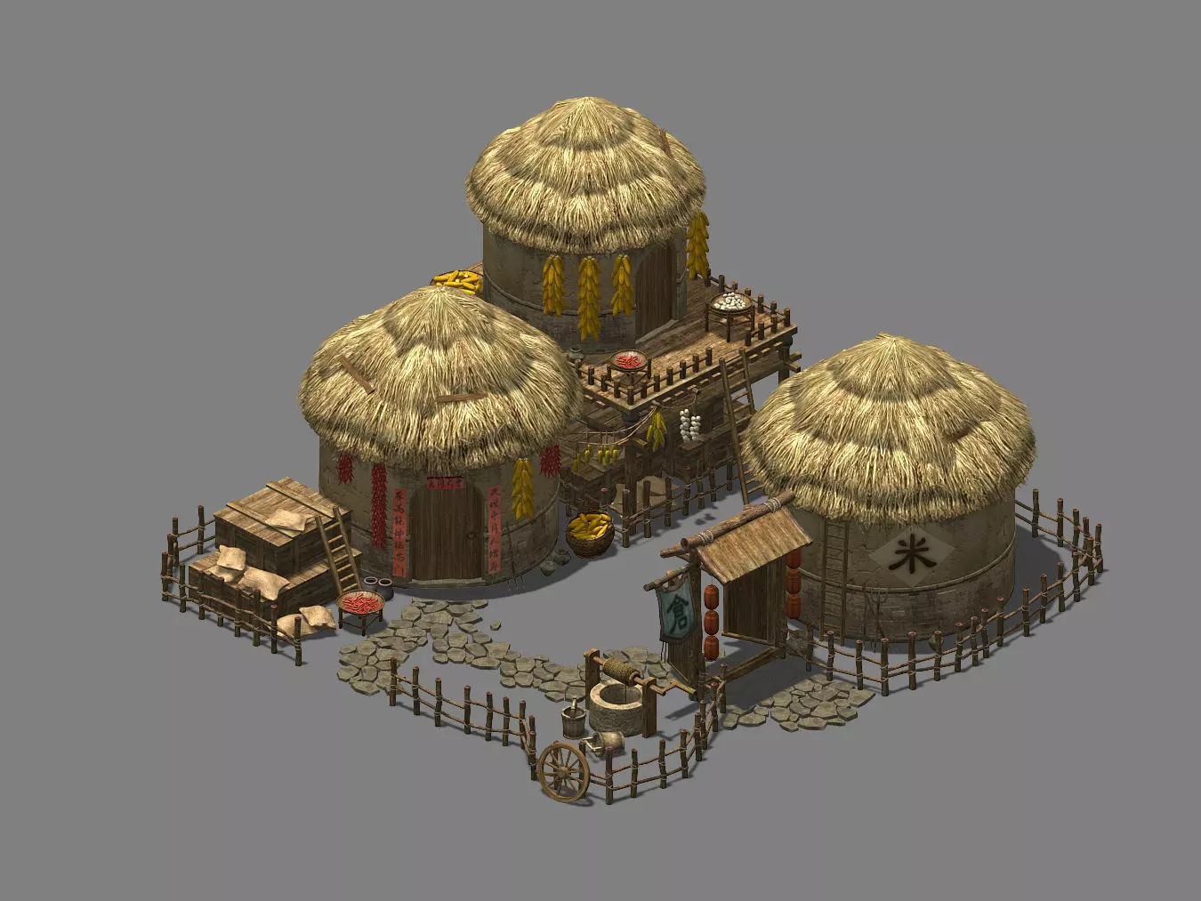 Wooden Building-Farmhouse-Granary 32 3D model