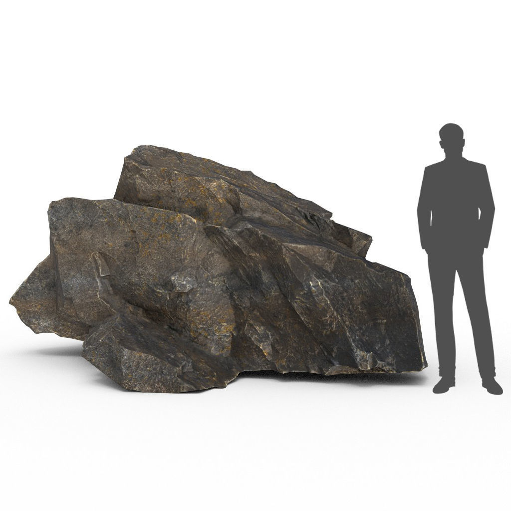Low poly Black Granite Rock Formation Pack 200208 Low-poly 3D model_2