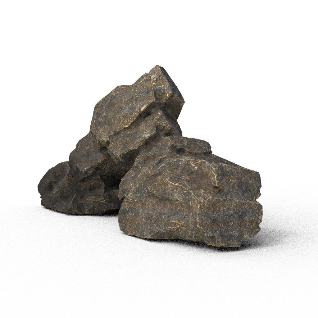 Low poly Black Granite Rock Formation Pack 200208 Low-poly 3D model_19