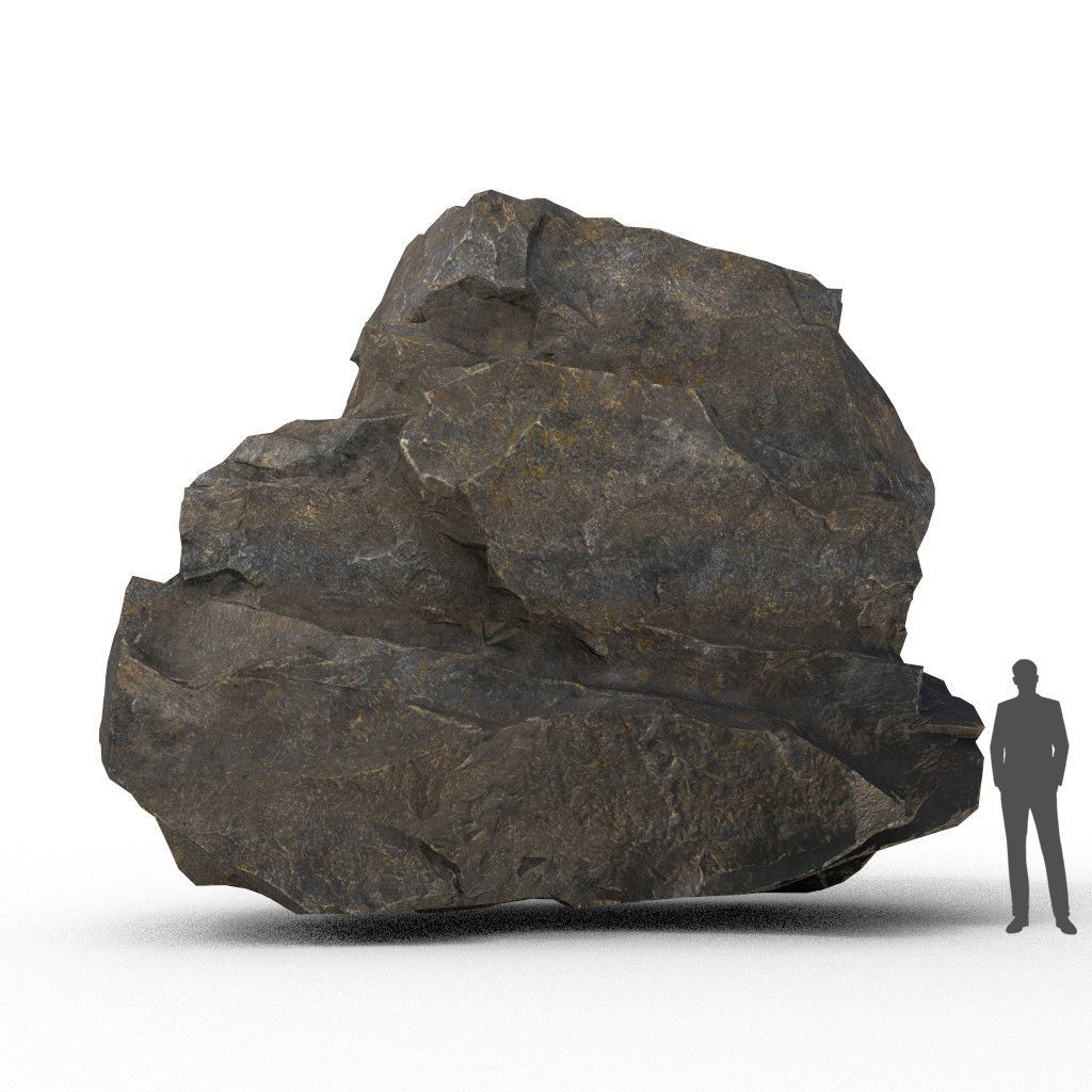 Low poly Black Granite Rock Formation Pack 200208 Low-poly 3D model_34