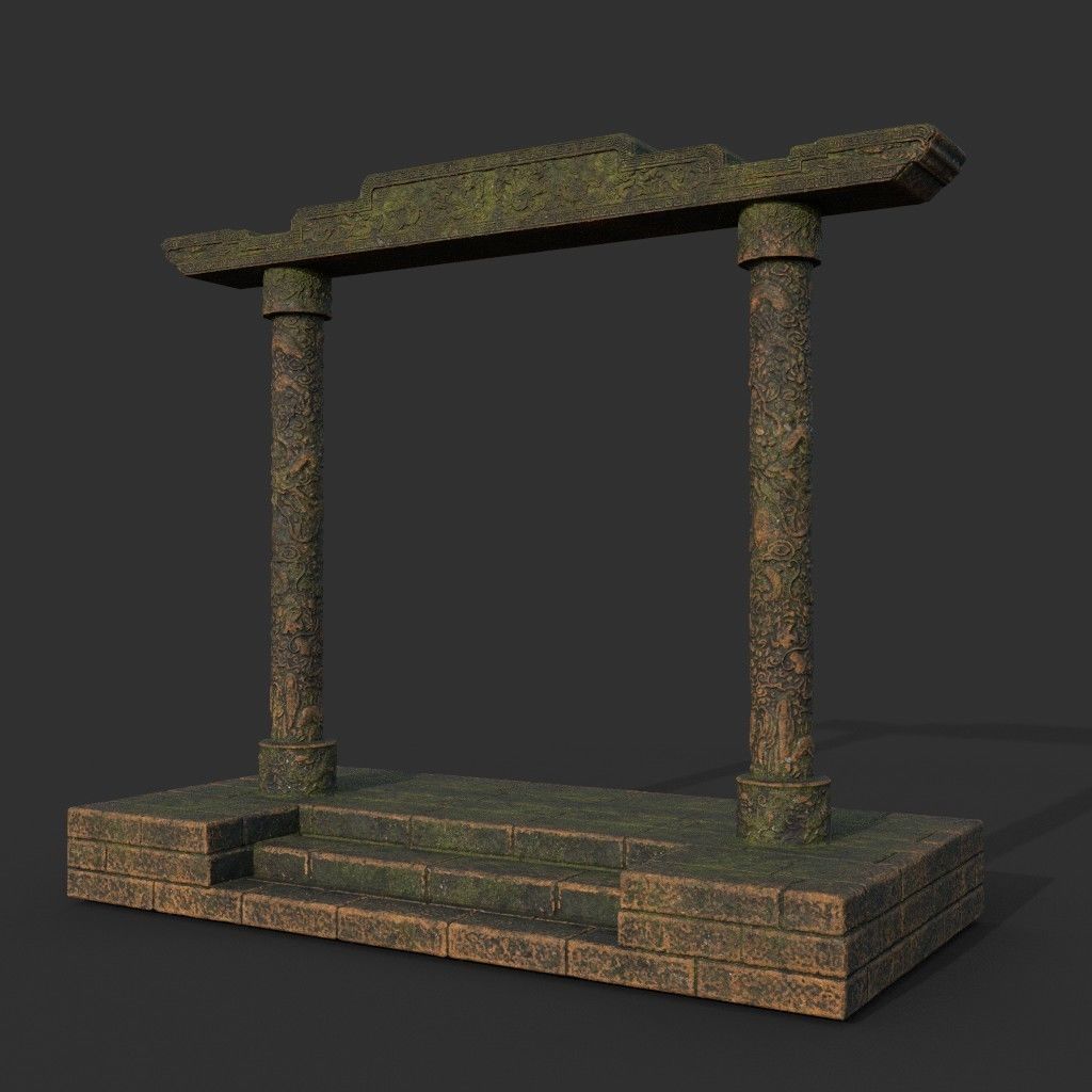 Low poly Ancient Dragon Temple Element Pack - Terracotta Low-poly 3D model_70