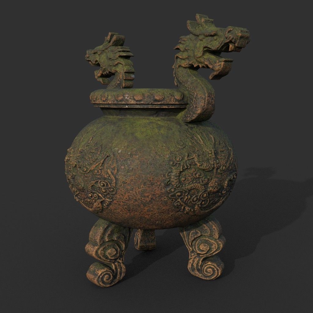 Low poly Ancient Dragon Temple Element Pack - Terracotta Low-poly 3D model_47