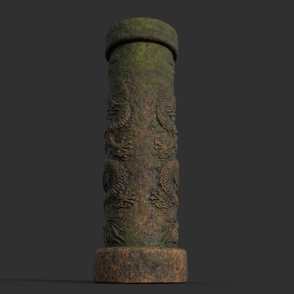 Low poly Ancient Dragon Temple Element Pack - Terracotta Low-poly 3D model_11