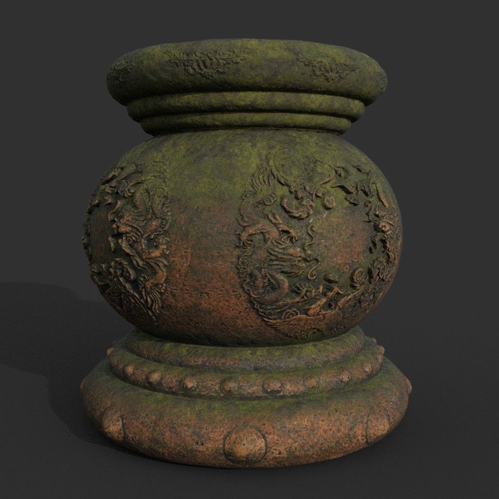 Low poly Ancient Dragon Temple Element Pack - Terracotta Low-poly 3D model_26