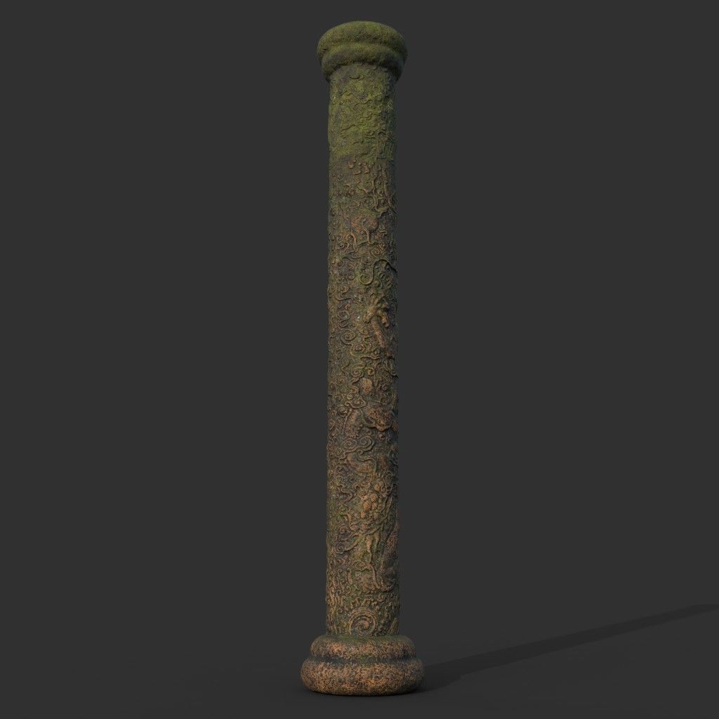 Low poly Ancient Dragon Temple Element Pack - Terracotta Low-poly 3D model_6