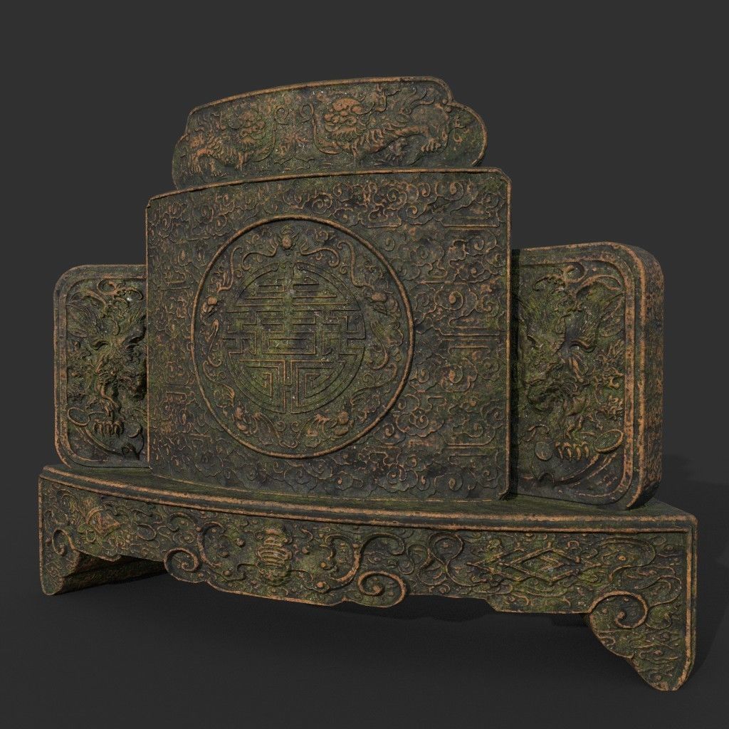 Low poly Ancient Dragon Temple Element Pack - Terracotta Low-poly 3D model_2