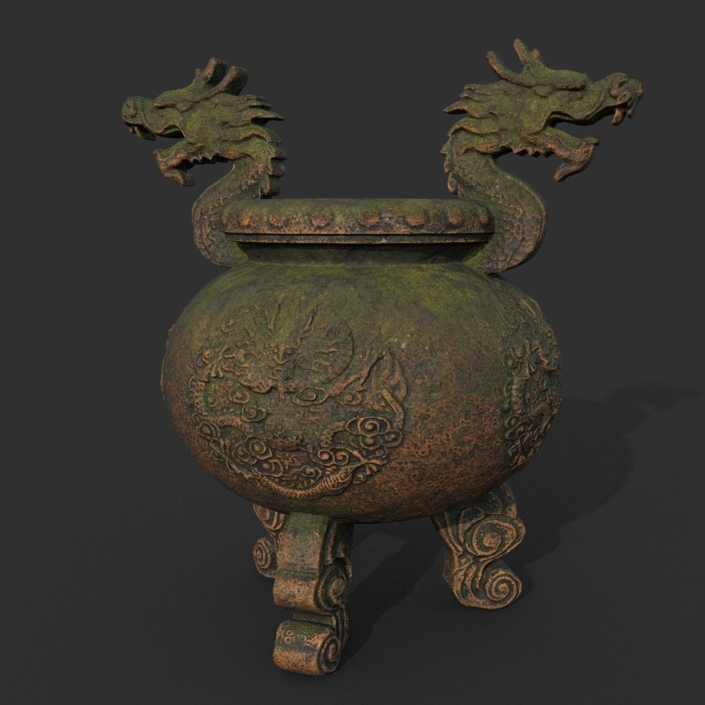 Low poly Ancient Dragon Temple Element Pack - Terracotta Low-poly 3D model_46