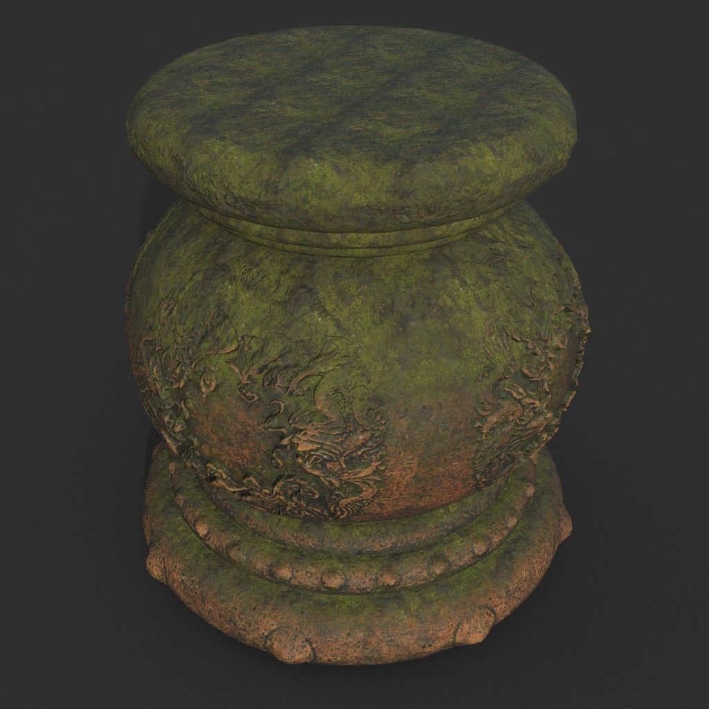 Low poly Ancient Dragon Temple Element Pack - Terracotta Low-poly 3D model_27