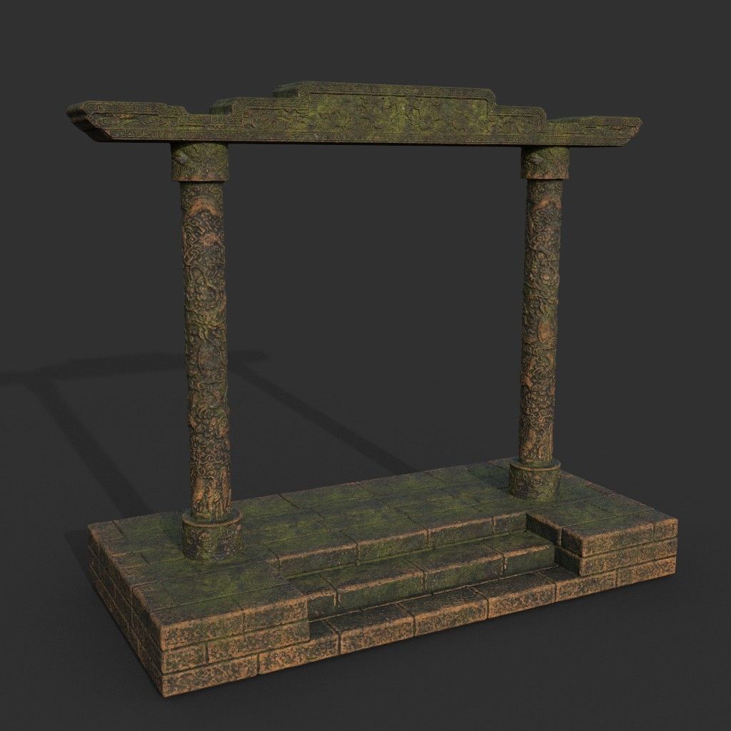 Low poly Ancient Dragon Temple Element Pack - Terracotta Low-poly 3D model_71