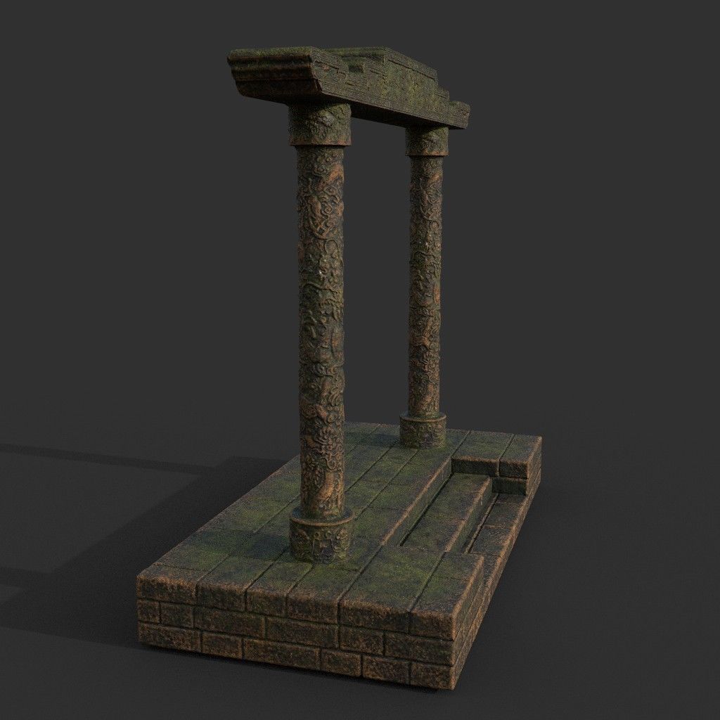 Low poly Ancient Dragon Temple Element Pack - Terracotta Low-poly 3D model_72