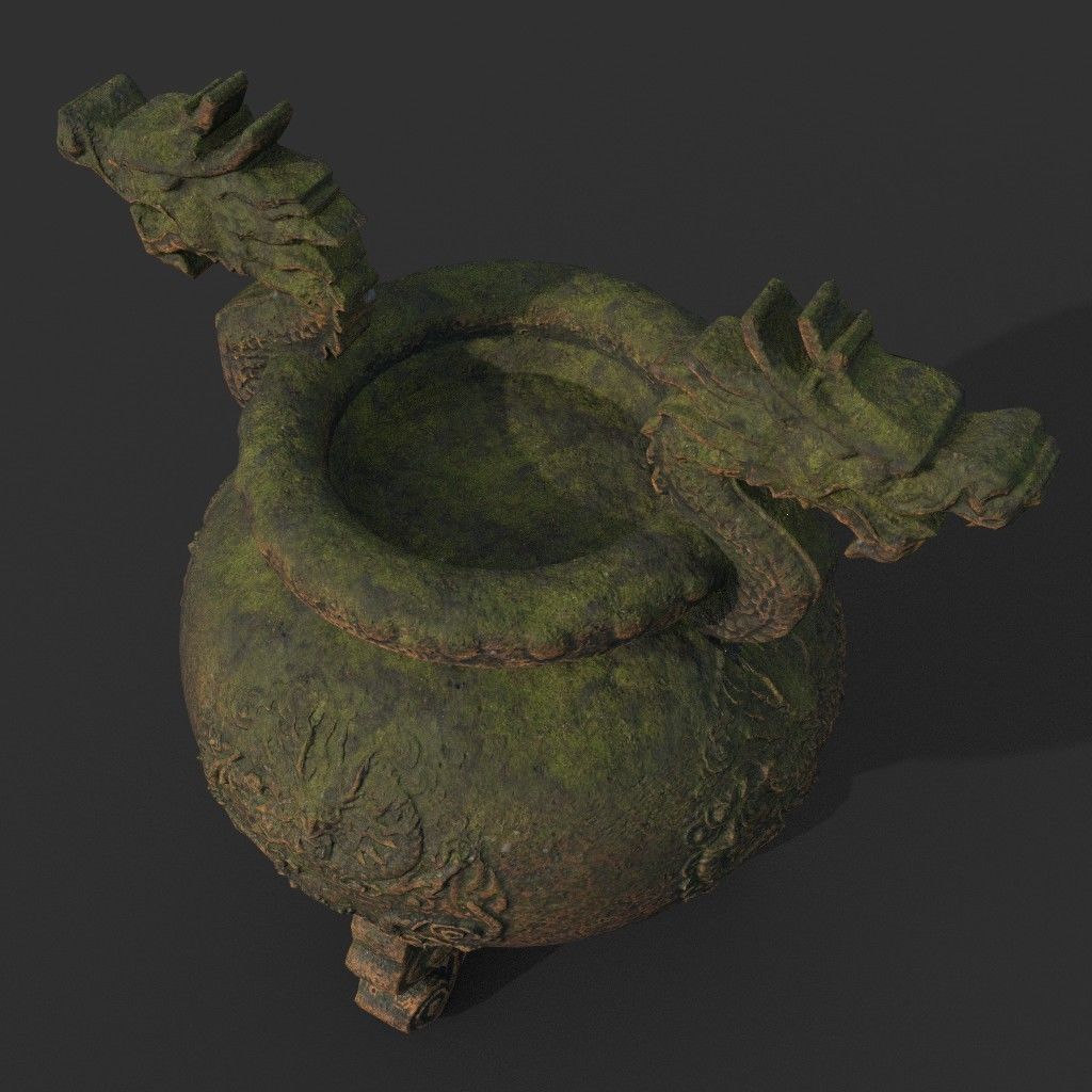 Low poly Ancient Dragon Temple Element Pack - Terracotta Low-poly 3D model_48