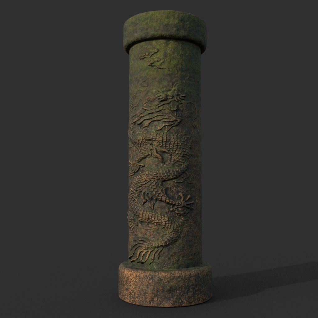 Low poly Ancient Dragon Temple Element Pack - Terracotta Low-poly 3D model_10