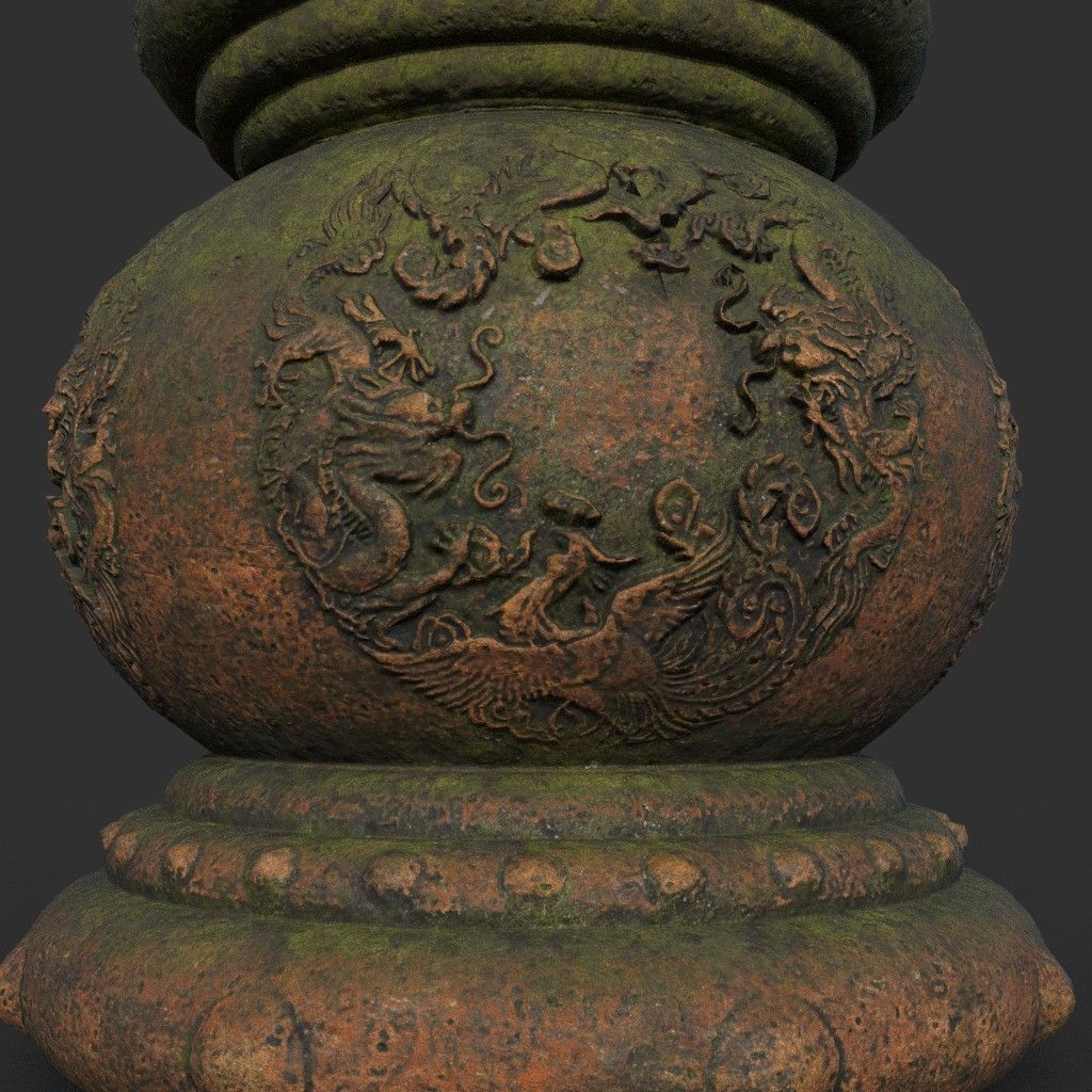 Low poly Ancient Dragon Temple Element Pack - Terracotta Low-poly 3D model_28