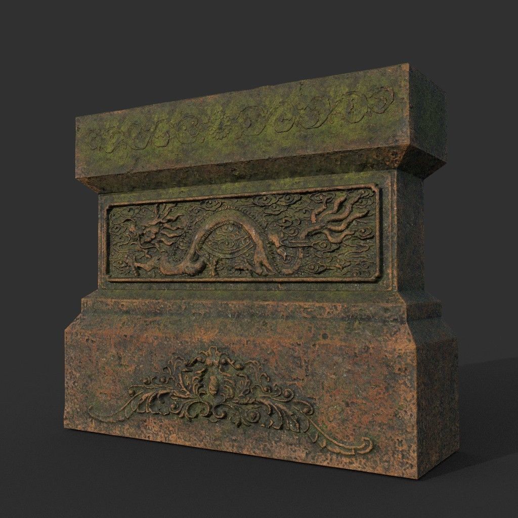 Low poly Ancient Dragon Temple Element Pack - Terracotta Low-poly 3D model_22