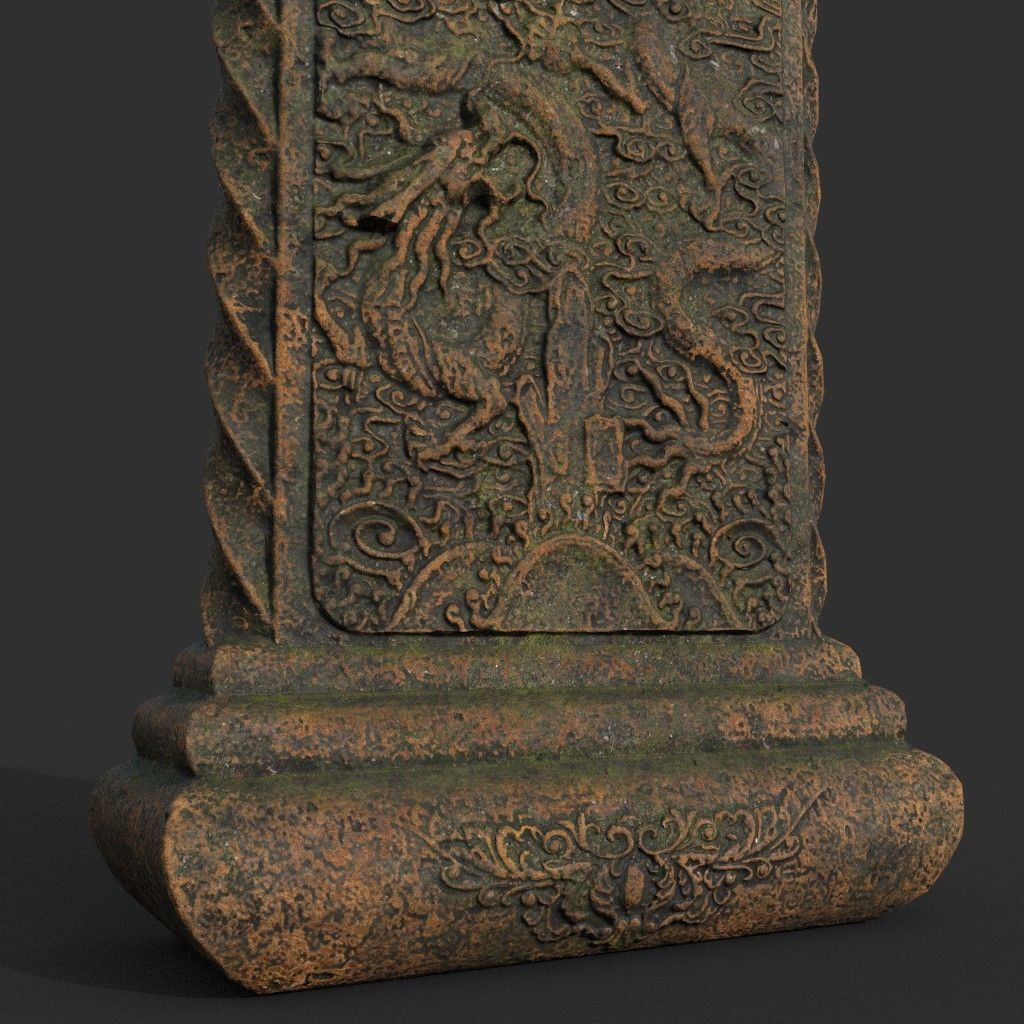 Low poly Ancient Dragon Temple Element Pack - Terracotta Low-poly 3D model_32