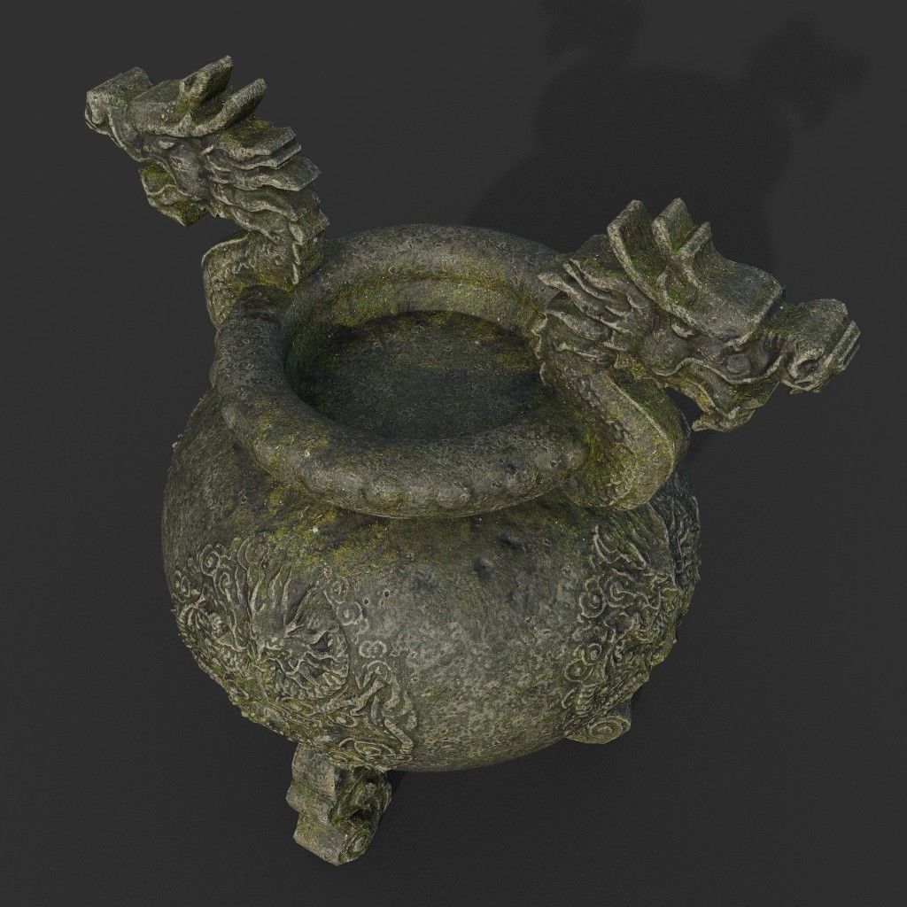 Low poly Ancient Dragon Temple Element Pack - Mossy Low-poly 3D model_47