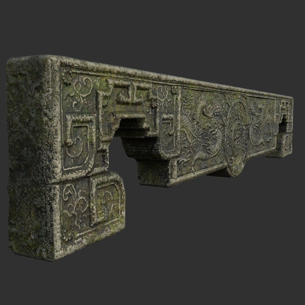 Low poly Ancient Dragon Temple Element Pack - Mossy Low-poly 3D model_36