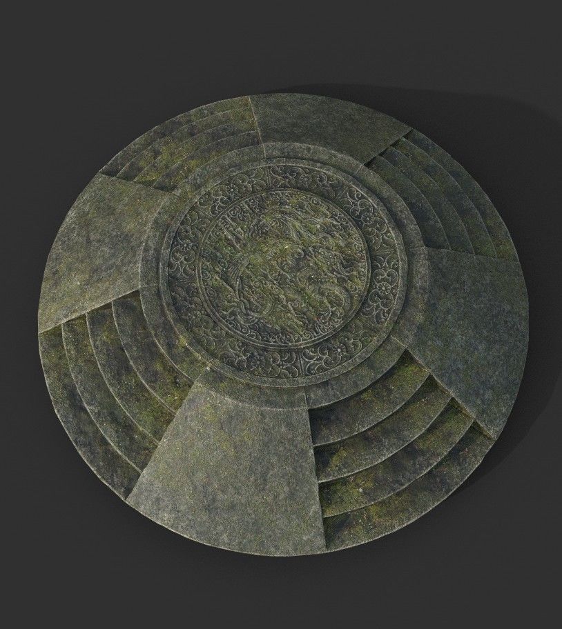 Low poly Ancient Dragon Temple Element Pack - Mossy Low-poly 3D model_15