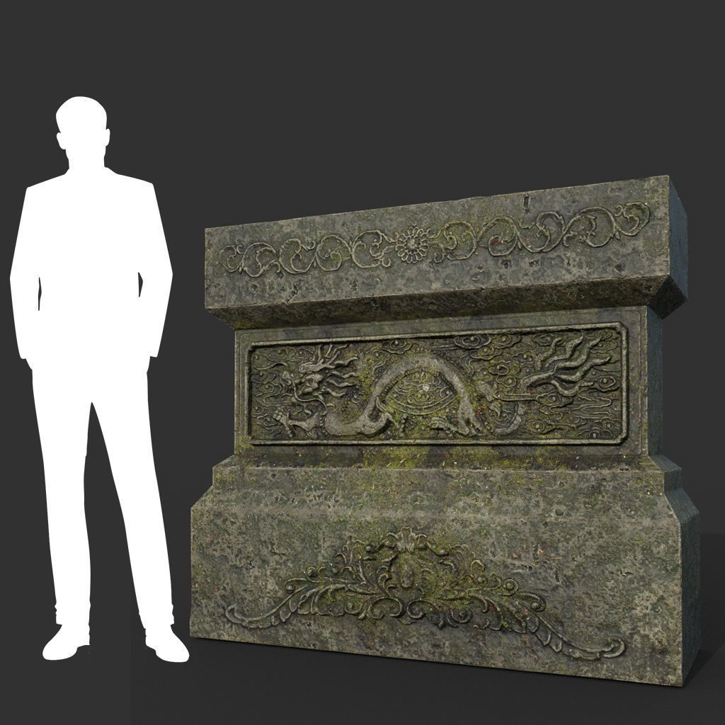 Low poly Ancient Dragon Temple Element Pack - Mossy Low-poly 3D model_22