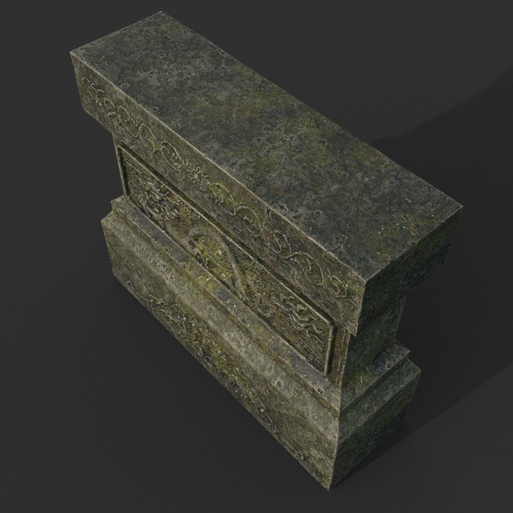 Low poly Ancient Dragon Temple Element Pack - Mossy Low-poly 3D model_24