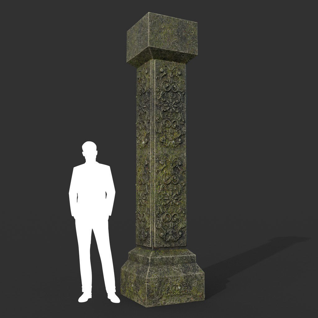 Low poly Ancient Dragon Temple Element Pack - Mossy Low-poly 3D model_18