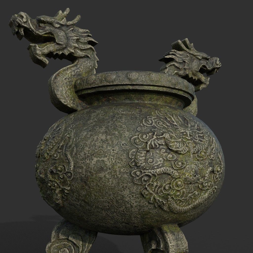 Low poly Ancient Dragon Temple Element Pack - Mossy Low-poly 3D model_48