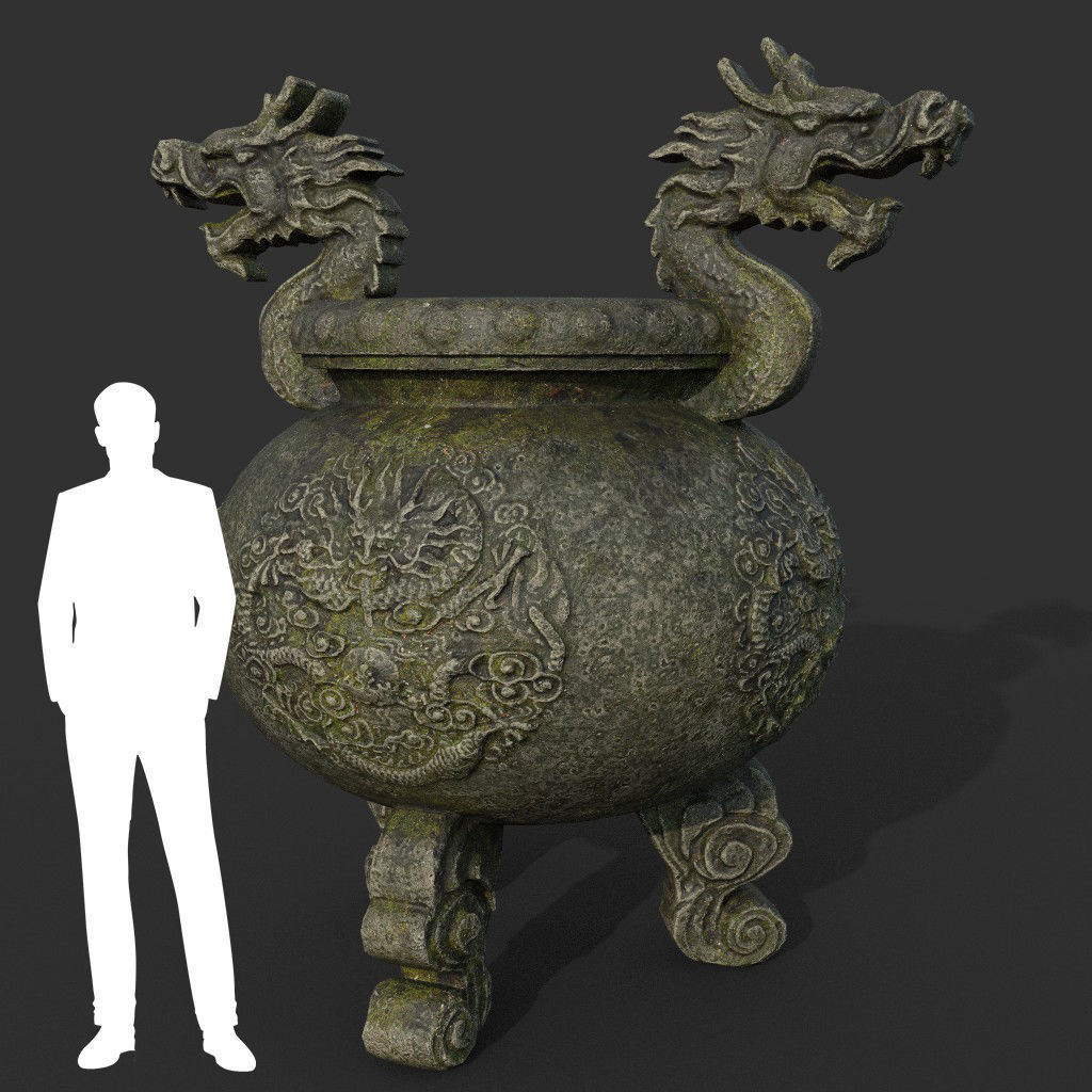 Low poly Ancient Dragon Temple Element Pack - Mossy Low-poly 3D model_46