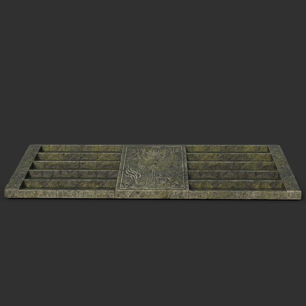 Low poly Ancient Dragon Temple Element Pack - Mossy Low-poly 3D model_51