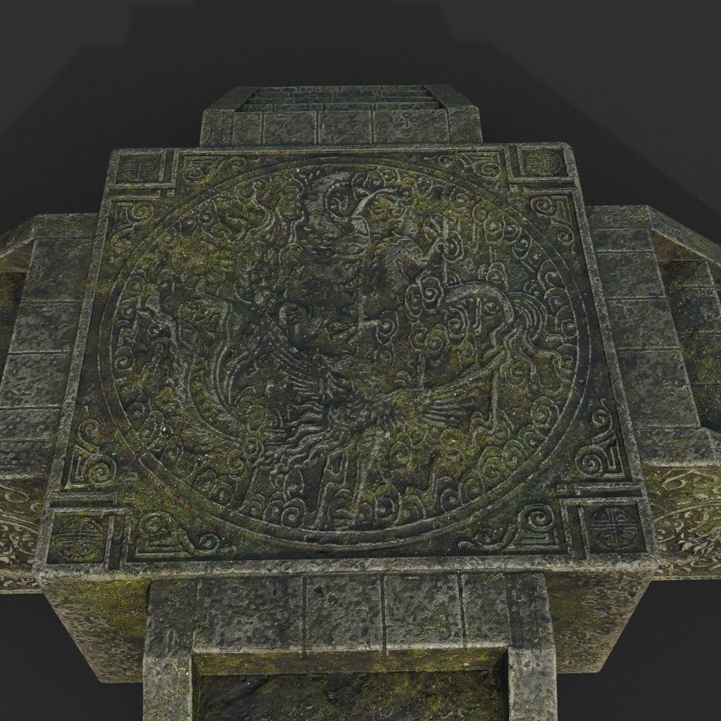 Low poly Ancient Dragon Temple Element Pack - Mossy Low-poly 3D model_44