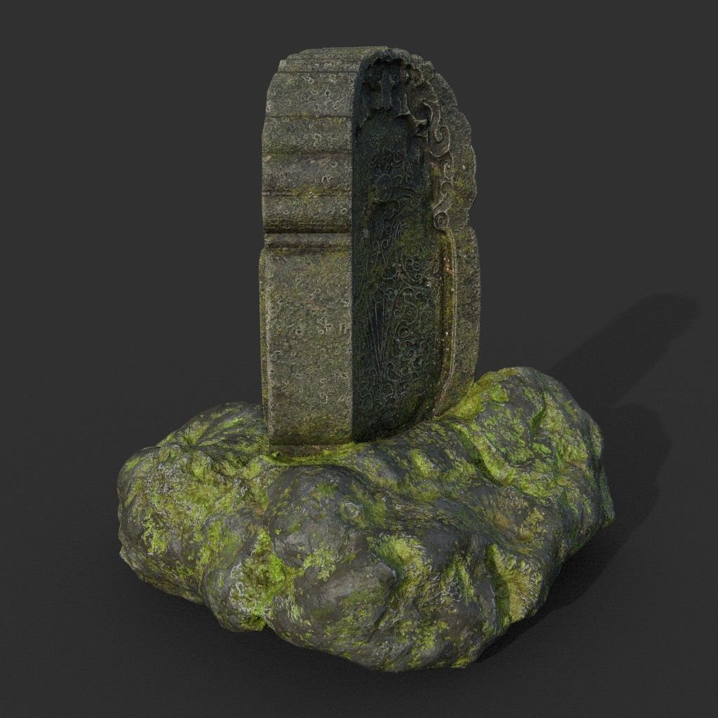 Low poly Ancient Dragon Temple Element Pack - Mossy Low-poly 3D model_76
