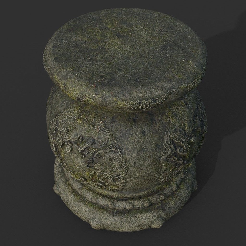 Low poly Ancient Dragon Temple Element Pack - Mossy Low-poly 3D model_27