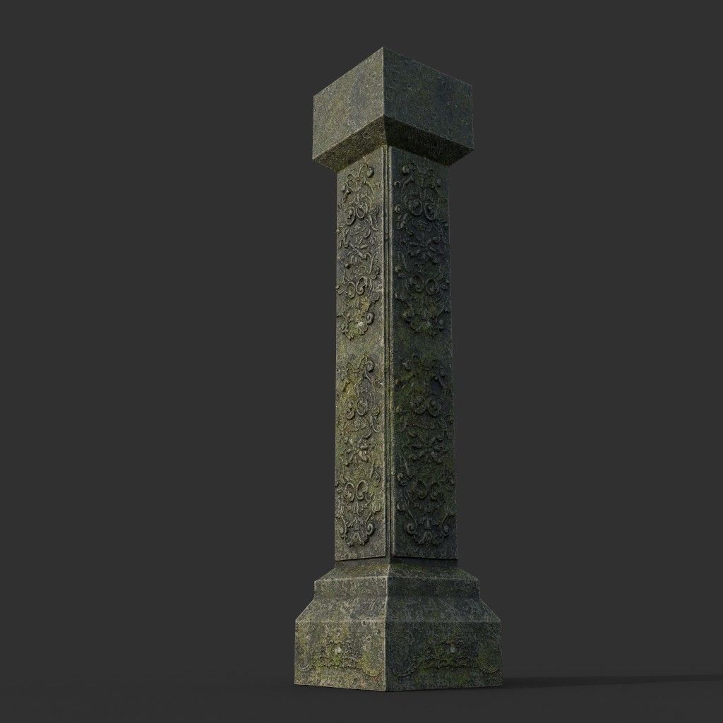 Low poly Ancient Dragon Temple Element Pack - Mossy Low-poly 3D model_19