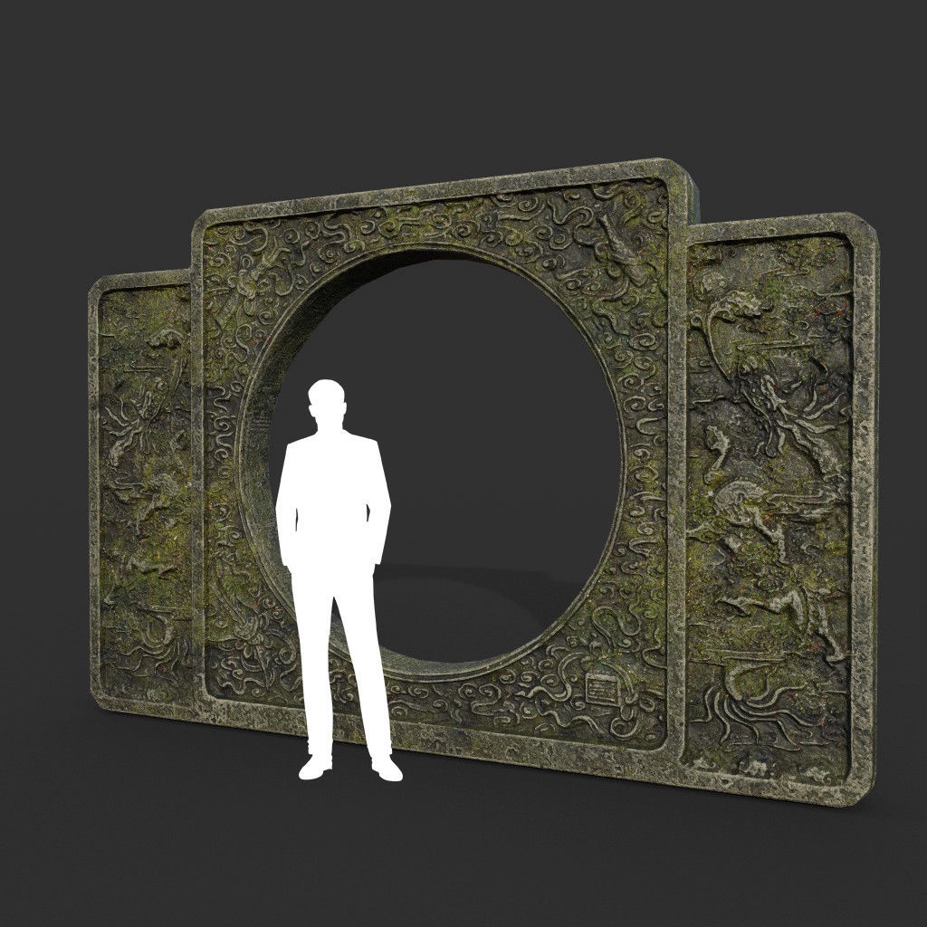 Low poly Ancient Dragon Temple Element Pack - Mossy Low-poly 3D model_38