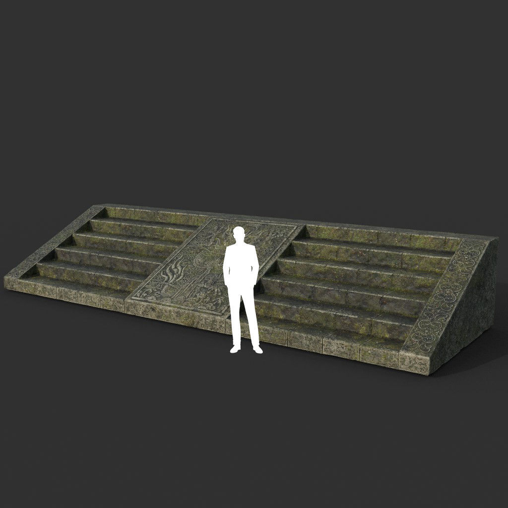 Low poly Ancient Dragon Temple Element Pack - Mossy Low-poly 3D model_50