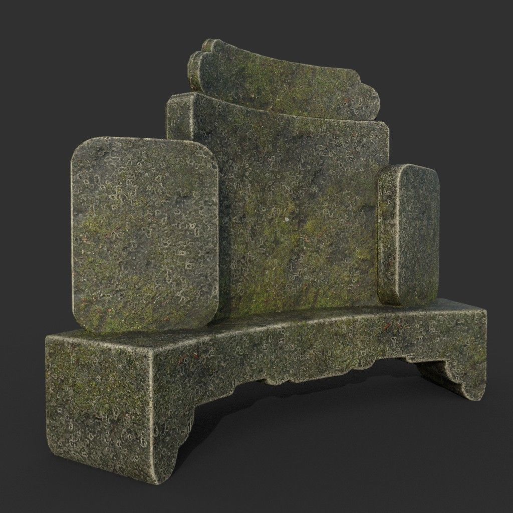 Low poly Ancient Dragon Temple Element Pack - Mossy Low-poly 3D model_7