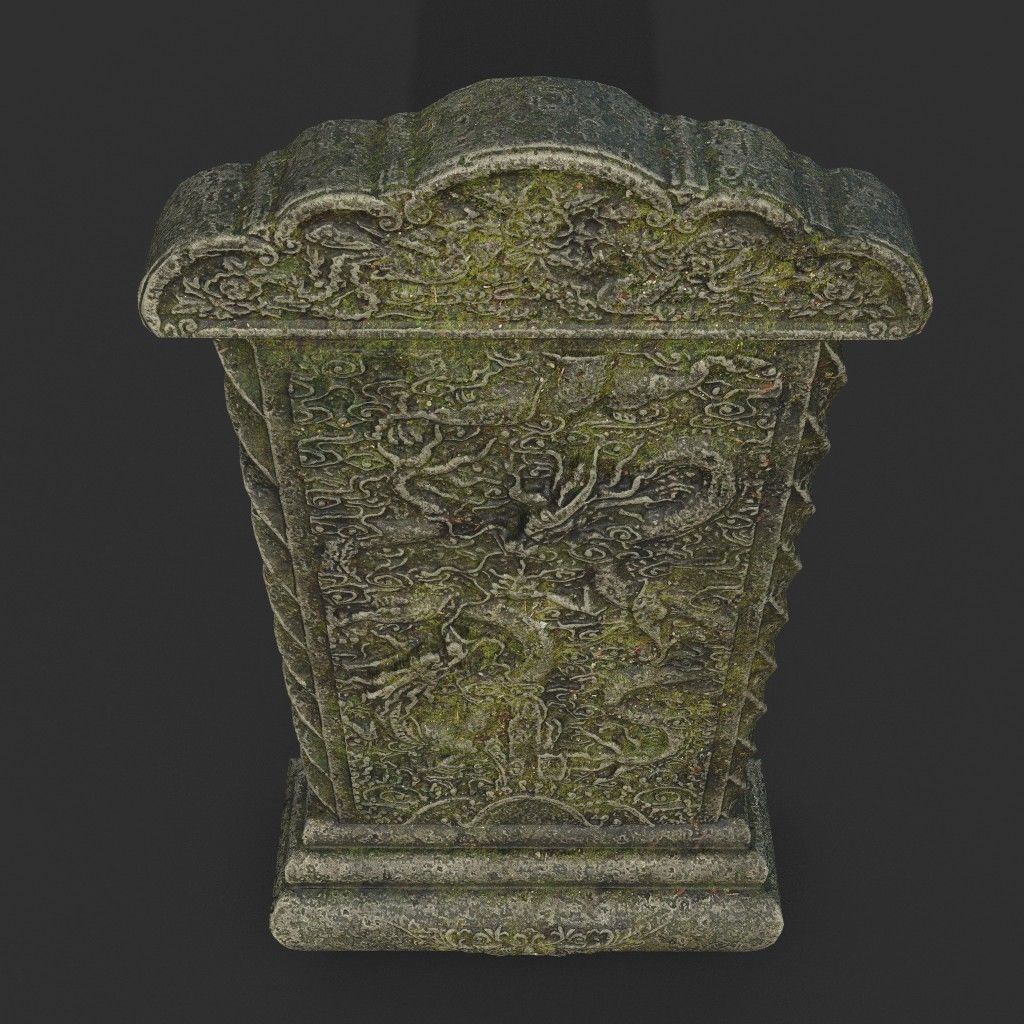 Low poly Ancient Dragon Temple Element Pack - Mossy Low-poly 3D model_31