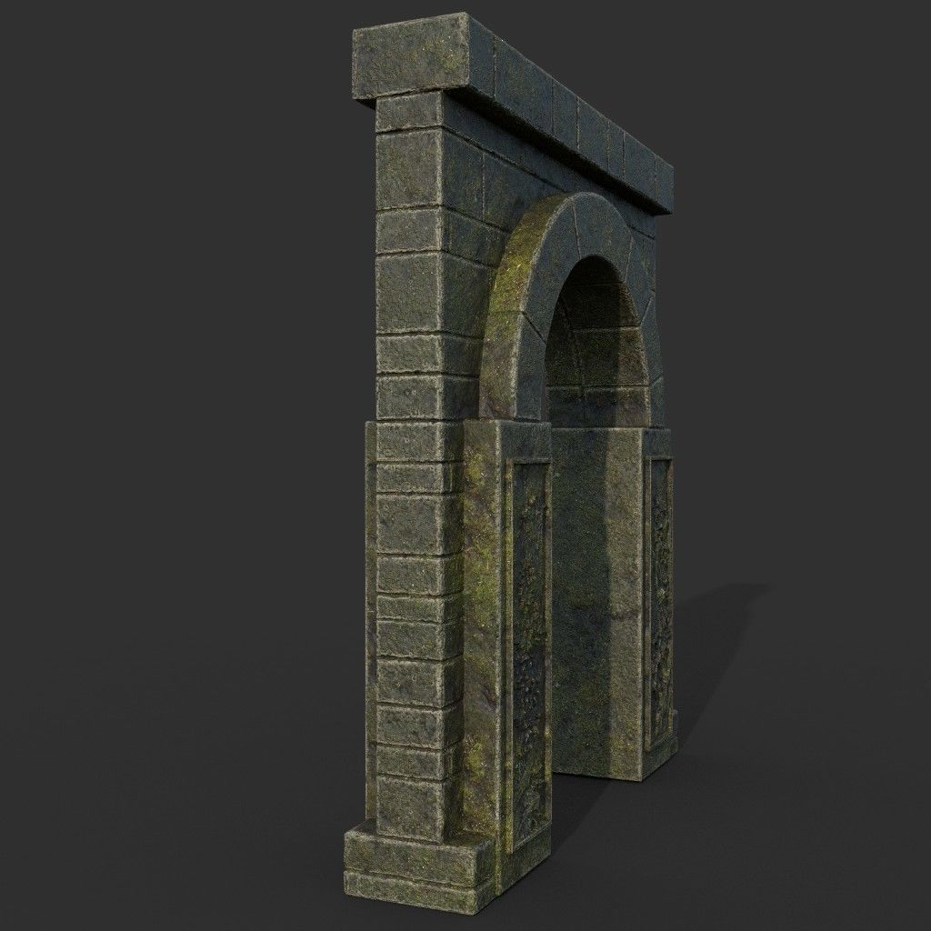 Low poly Ancient Dragon Temple Element Pack - Mossy Low-poly 3D model_68