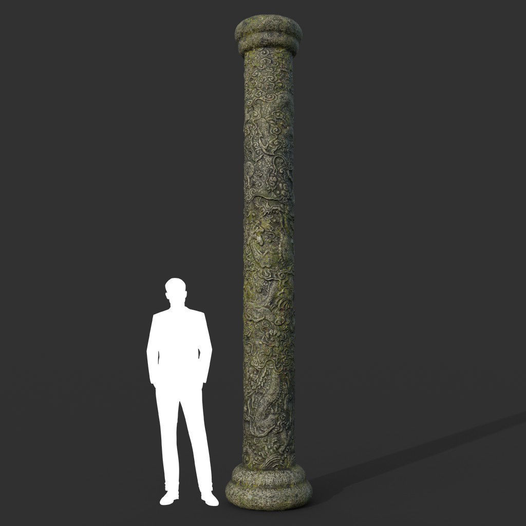 Low poly Ancient Dragon Temple Element Pack - Mossy Low-poly 3D model_2